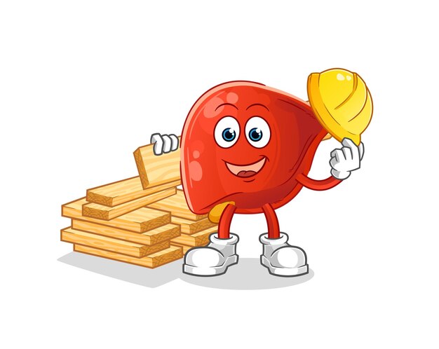 Personaje de dibujos animados de vector de constructor de hígado