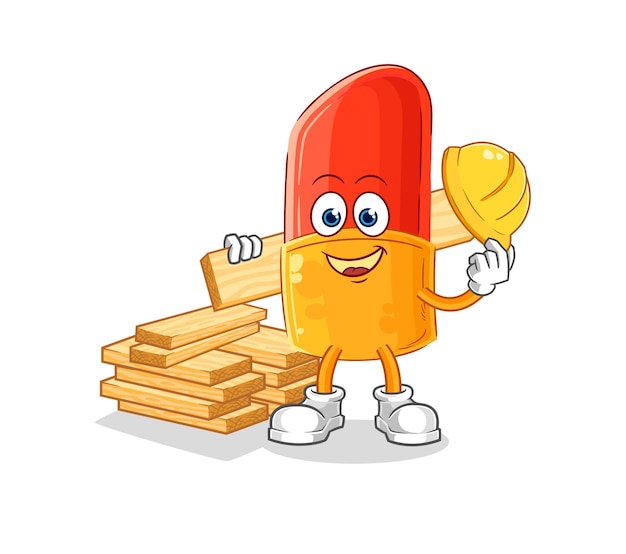 Personaje de dibujos animados de vector de constructor de lápiz labial