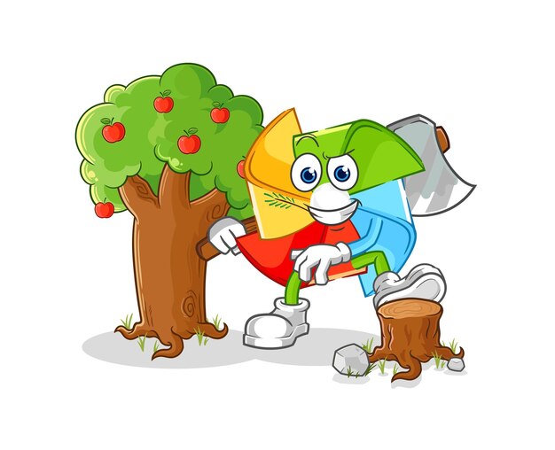 Personaje de dibujos animados de vector de constructor de molino de viento de papel