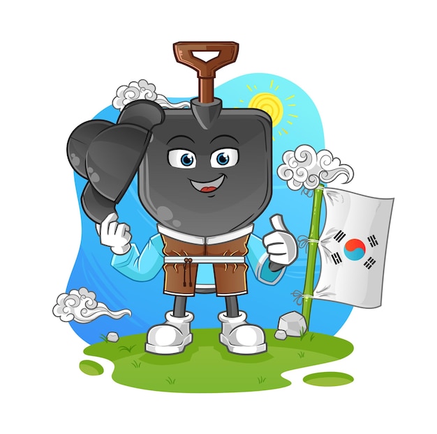 Personaje de dibujos animados de vector de cultura coreana de dibujos animados de cabeza de pala