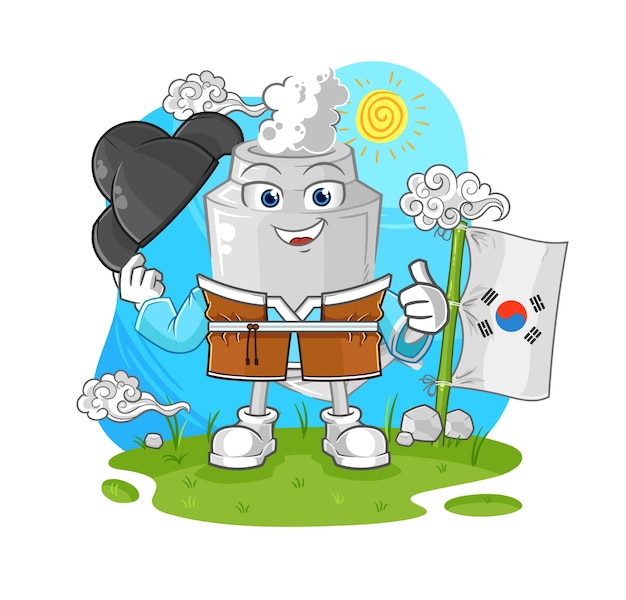 Personaje de dibujos animados de vector de cultura coreana de escape