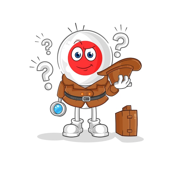 Personaje de dibujos animados de vector detective de Japón