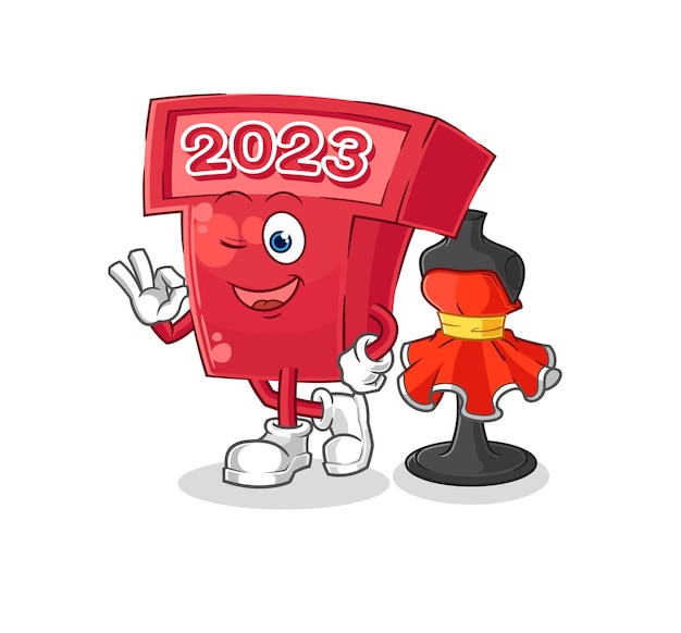 Personaje de dibujos animados de vector de diseñador de moda de año nuevo 2023