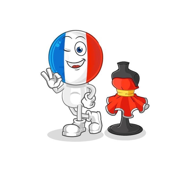 Personaje de dibujos animados de vector de diseñador de moda de Francia