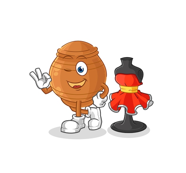 Personaje de dibujos animados de vector de diseñador de moda de olla de barro