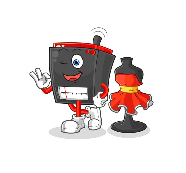 Personaje de dibujos animados de vector de diseñador de moda de radio