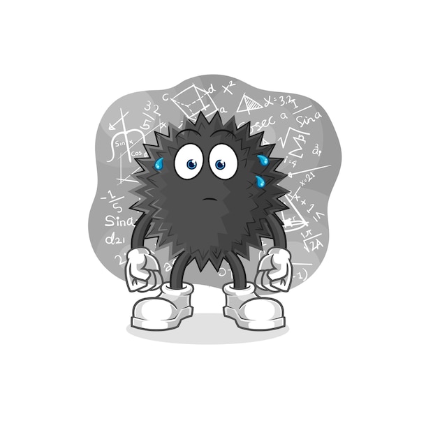 Personaje de dibujos animados de vector duro de erizo de mar pensando