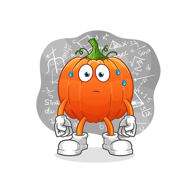 Personaje de dibujos animados de vector duro de pensamiento de calabaza
