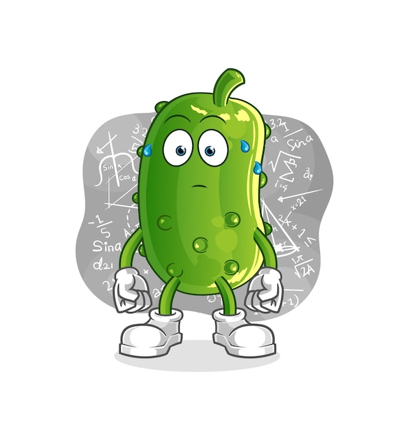 Personaje de dibujos animados de vector duro de pensamiento de pepino