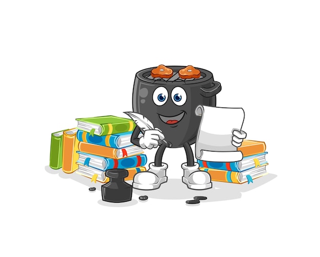 Personaje de dibujos animados de vector de escritor de barbacoa