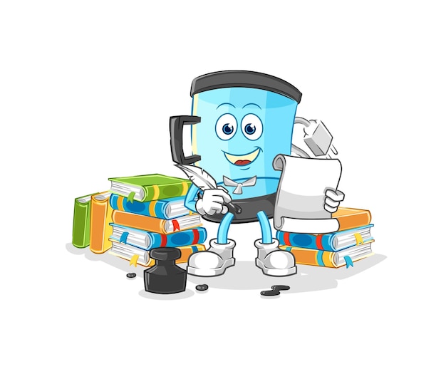 Personaje de dibujos animados de vector de escritor de licuadora