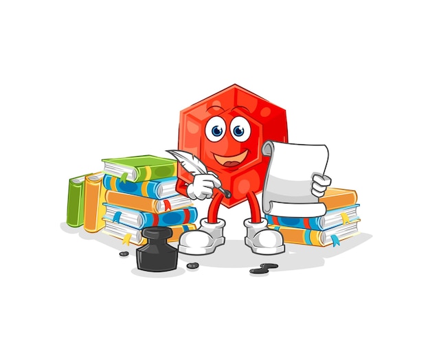 Personaje de dibujos animados de vector de escritor Ruby