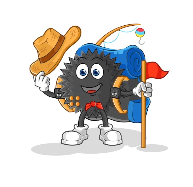 Personaje de dibujos animados de vector de explorador de erizo de mar