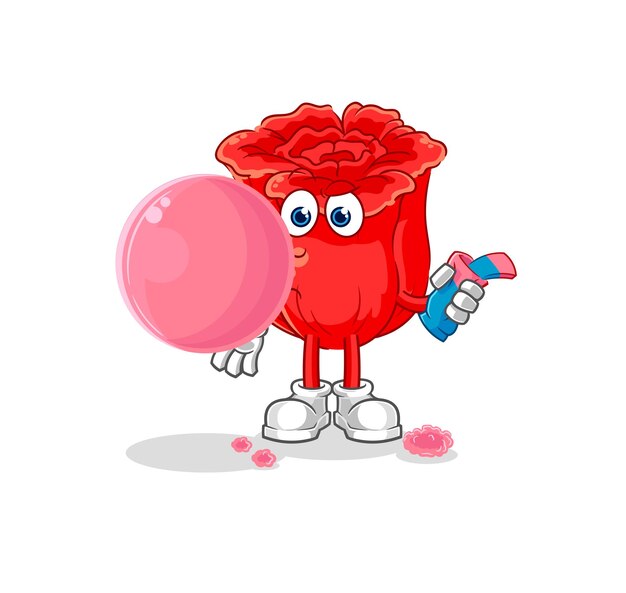 Personaje de dibujos animados de vector de goma de mascar rosa