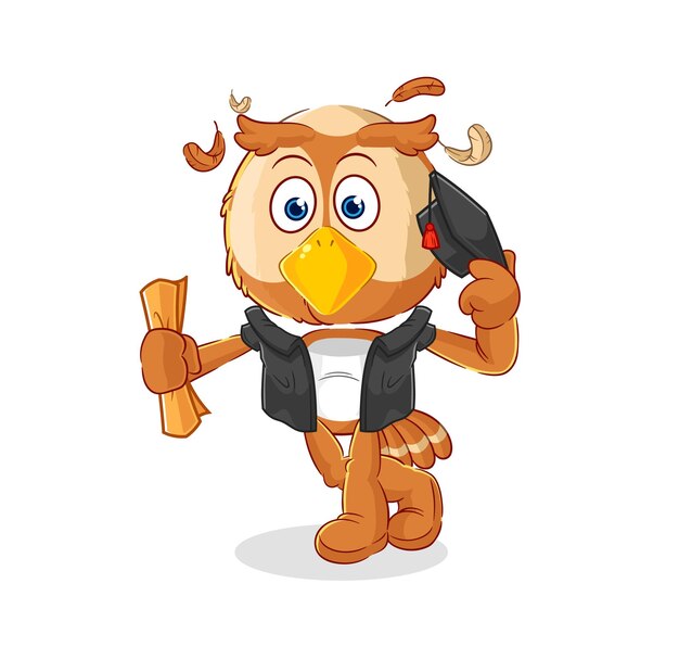 Personaje de dibujos animados de vector de graduación de buho