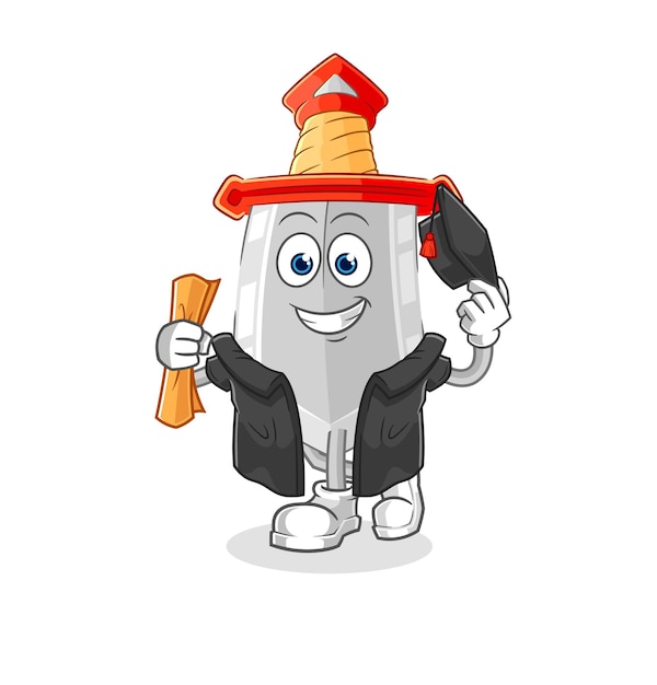 Personaje de dibujos animados de vector de graduación de espada