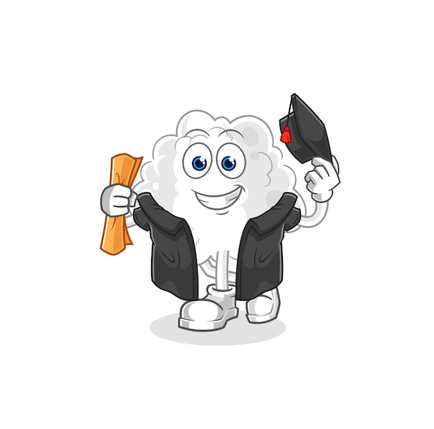 Personaje de dibujos animados de vector de graduación de nube