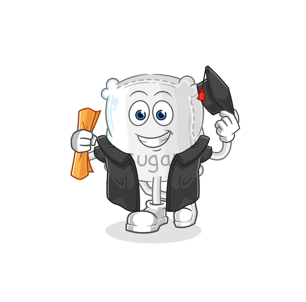 Personaje de dibujos animados de vector de graduación de saco de azúcar