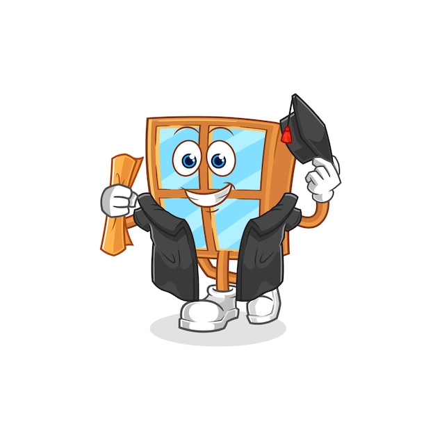 Personaje de dibujos animados de vector de graduación de ventana