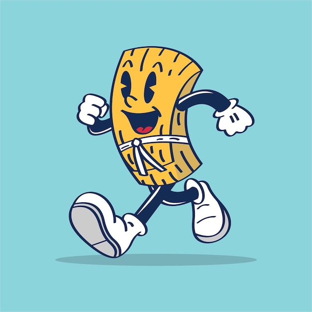 Un personaje de dibujos animados de un vector de ilustración de dibujo a mano tamal corriendo