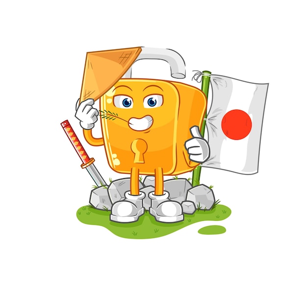 Personaje de dibujos animados vector japonés candado