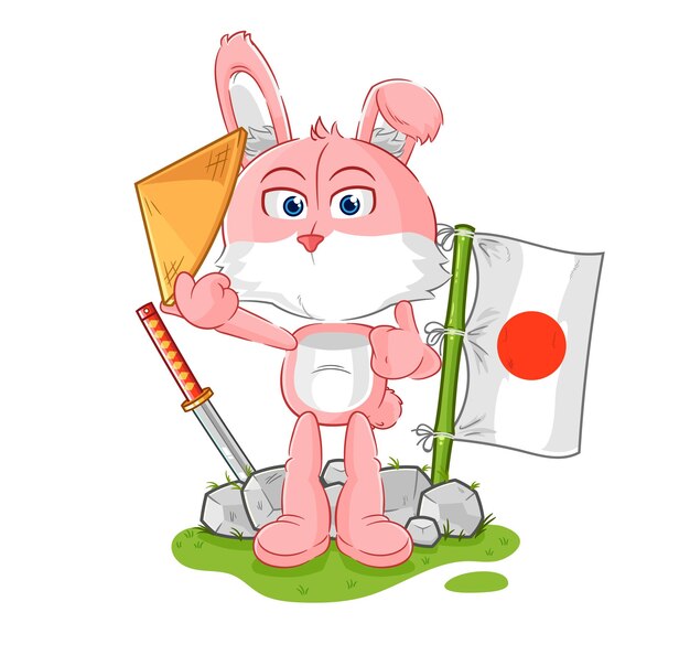 Personaje de dibujos animados de vector japonés conejito rosa