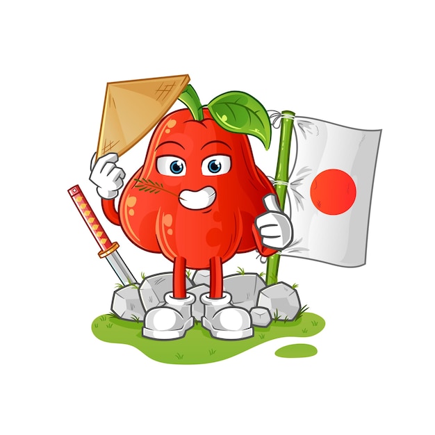 Personaje de dibujos animados de vector japonés de manzana de agua