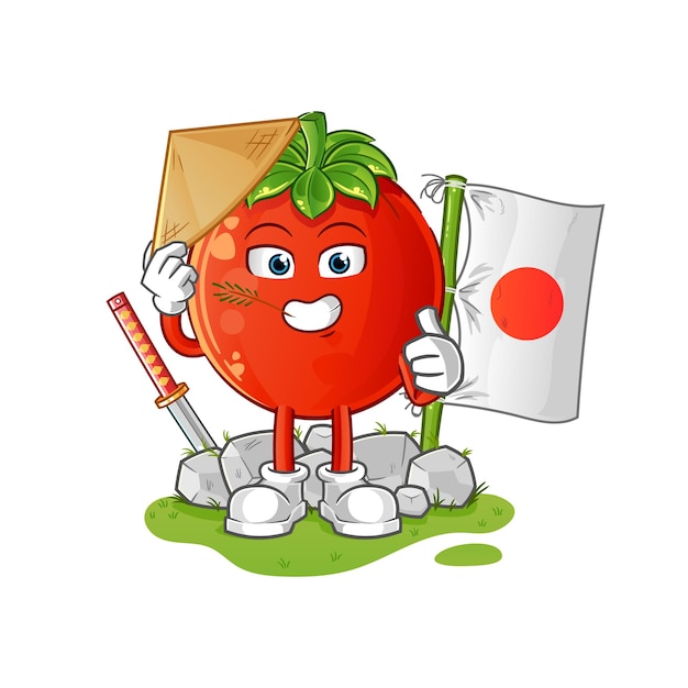 Personaje de dibujos animados de vector japonés de tomate