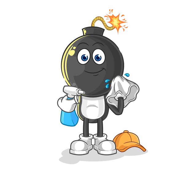 Personaje de dibujos animados de vector de limpiador de cabeza de bomba