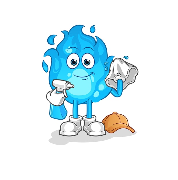Personaje de dibujos animados de vector de limpiador de fuego azul