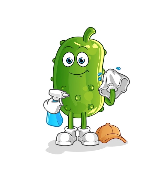 Personaje de dibujos animados de vector de limpiador de pepino