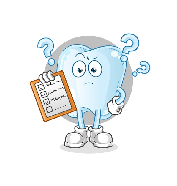 Personaje de dibujos animados de vector de lista de horario de dientes