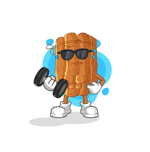 Personaje de dibujos animados de vector de mancuerna de elevación de canela