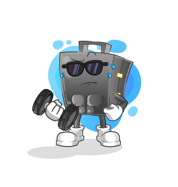 Personaje de dibujos animados de vector de mancuerna de elevación de maletín