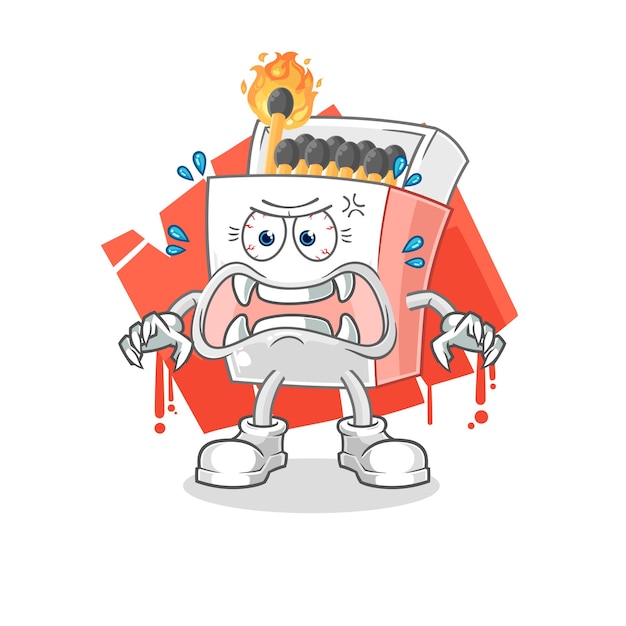 Personaje de dibujos animados de vector de monstruo de caja de cerillas