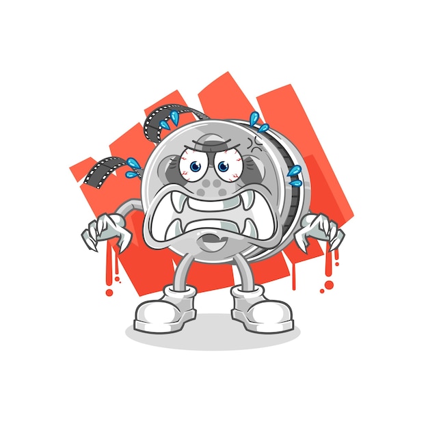 Personaje de dibujos animados de vector de monstruo de carrete de película