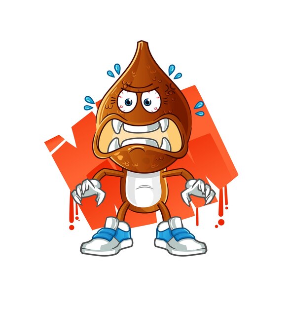 Personaje de dibujos animados de vector de monstruo de dibujos animados de cabeza de fruta de serpiente