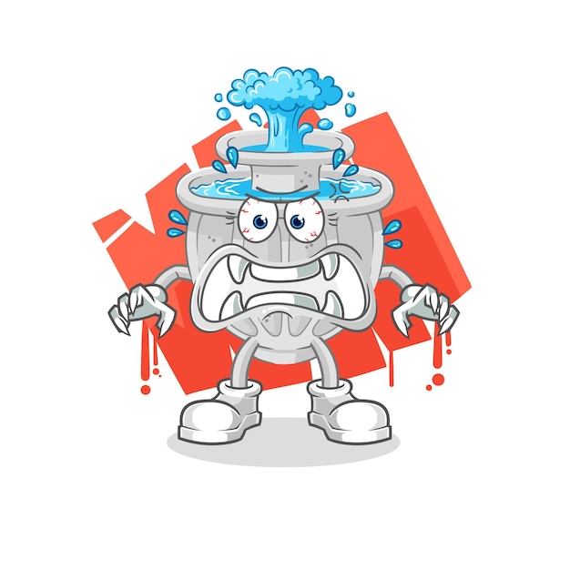 Personaje de dibujos animados de vector de monstruo de fuente de agua