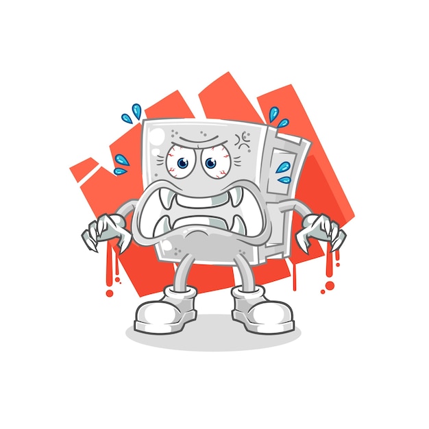 Personaje de dibujos animados de vector de monstruo de ladrillo de hormigón