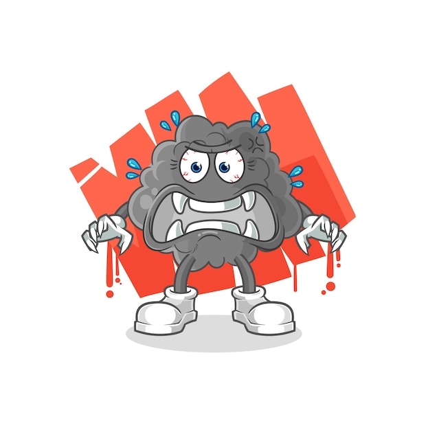 Personaje de dibujos animados de vector de monstruo de nube negra