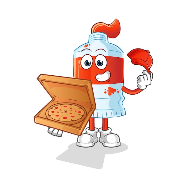 Personaje de dibujos animados de vector de niño de entrega de pizza de tubo de acuarela