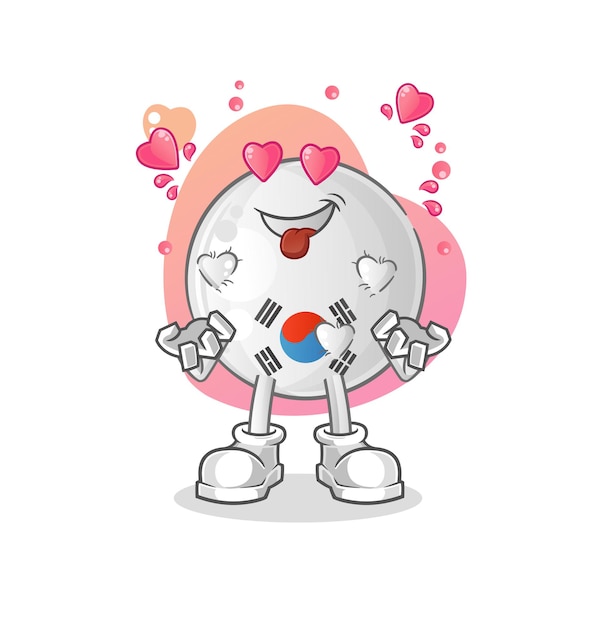 Personaje de dibujos animados de vector de pelota de tenis fallin love