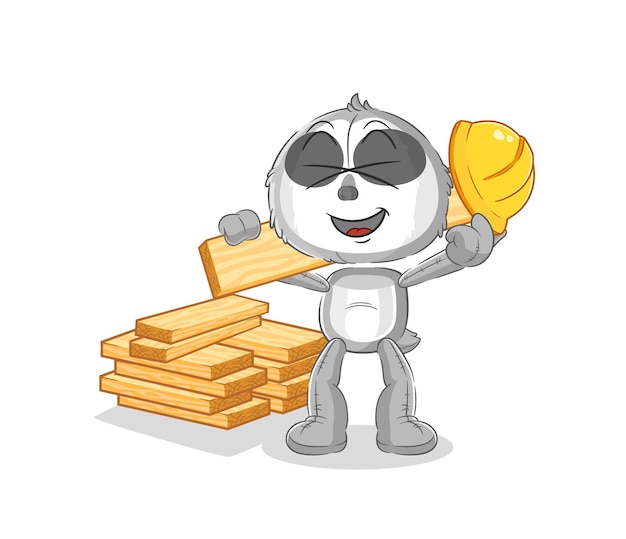 Personaje de dibujos animados de vector perezoso constructor