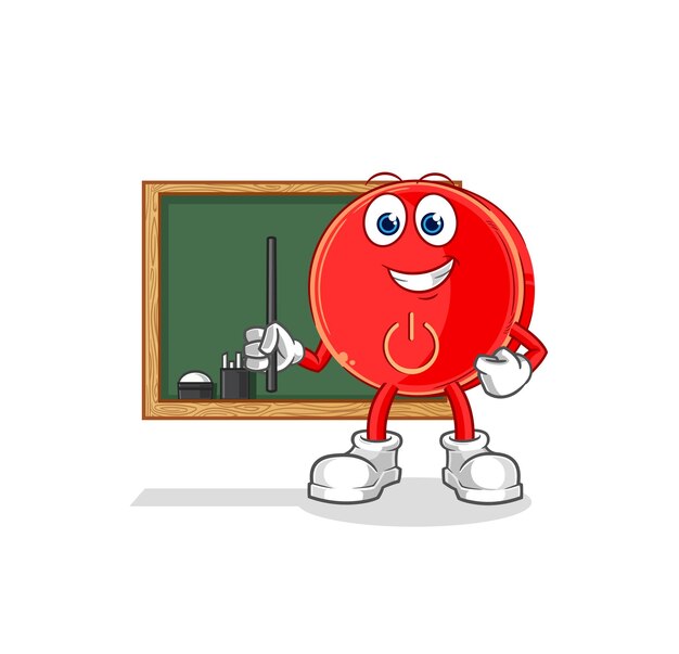 Personaje de dibujos animados de vector de profesor de botón de encendido