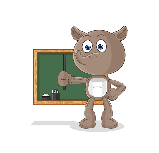 Personaje de dibujos animados de vector de profesor de tapir