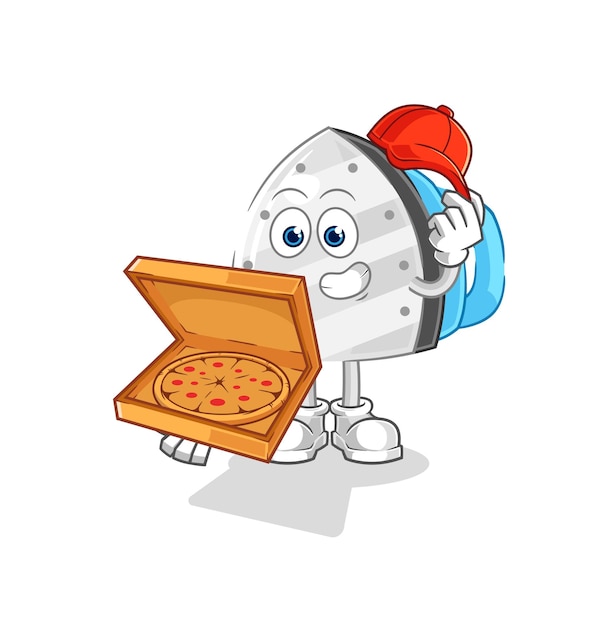 Personaje de dibujos animados de vector de repartidor de pizza de hierro