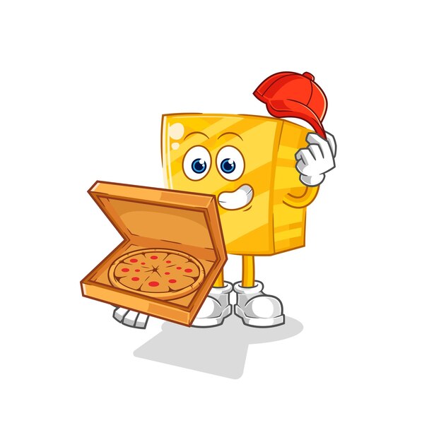 Personaje de dibujos animados de vector de repartidor de pizza de oro