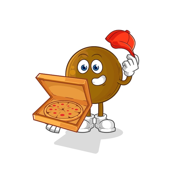 Personaje de dibujos animados de vector de repartidor de pizza de piedra de aguacate