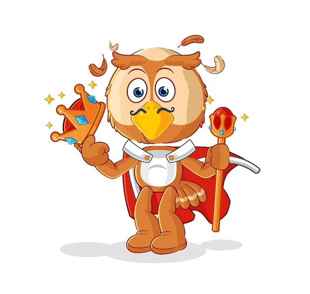 Personaje de dibujos animados de vector de rey buho