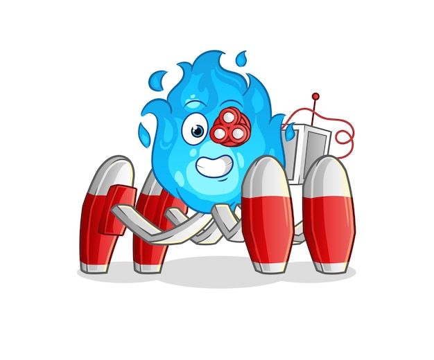 Personaje de dibujos animados de vector de robot futuro de fuego azul
